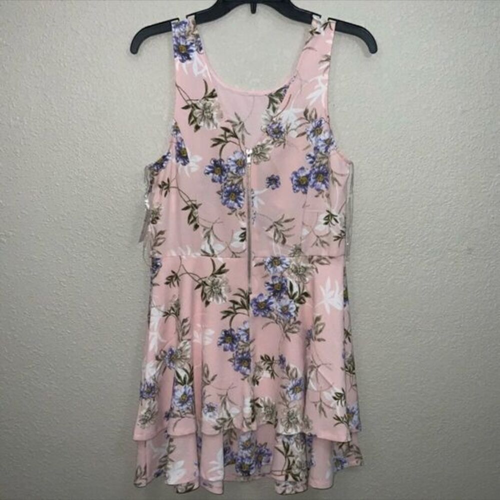 Xtraordinary Floral Tiered Mini Dress Pink Blue Size L - Picture 3 of 5